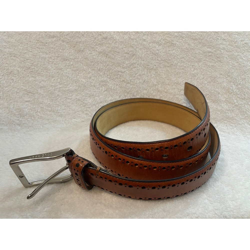 Cole Haan Mens Brown Leather Brogue Belt Size 42 CHRM 31063